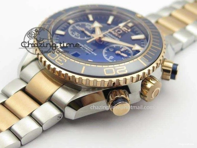 0209 FlexibleFit Seamaster Professional Chrono SS RG Blue Ceramic Blue Dial On SS RG Bracelet A 8211